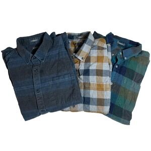 Eddie Bauer 3 Button down shirt size L flannel relaxed fit Classic Fit Fall EUV